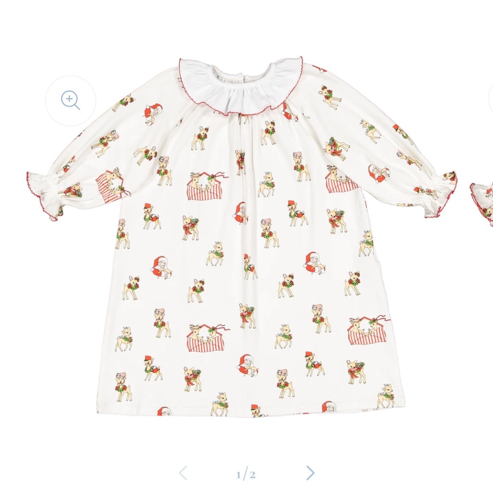 Kids Festive Print Nightgown - White